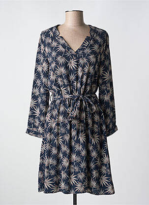 Robe mi-longue imprimé fantaisie manches longues bleu IT HIPPIE femme