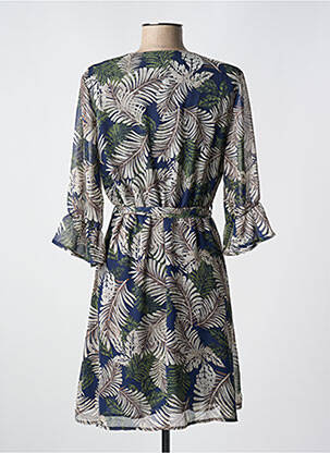 Robe mi-longue manches 3/4 manches 3/4 bleu IT HIPPIE femme