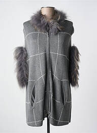 Gilet manches courtes maille fine gris PASSIONI femme
