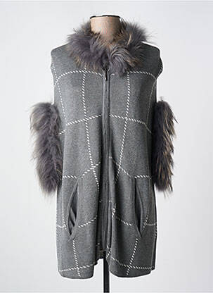 Gilet manches courtes maille fine gris PASSIONI femme