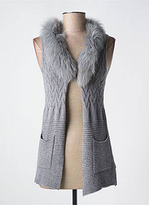 Gilet sans manche poches gris PASSIONI femme