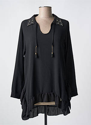 Blouse poignets boutonnés avec fente manches longues noir LOLITAS&L femme