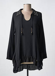 Blouse poignets boutonnés avec fente manches longues noir LOLITAS&L femme