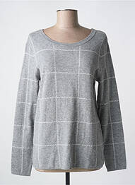 Pull coupe cintrée manches longues gris PASSIONI femme