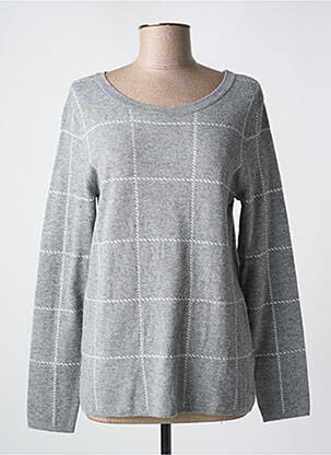 Pull coupe cintrée manches longues gris PASSIONI femme