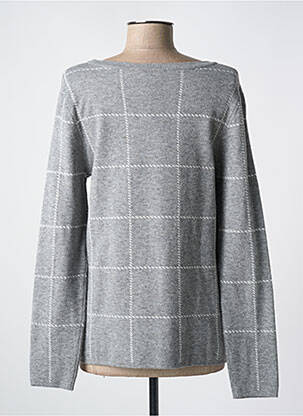 Pull coupe cintrée manches longues gris PASSIONI femme