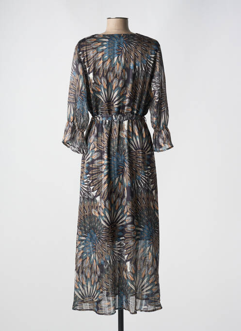 Robe longue imprimé fantaisie manches 3/4 vert IT HIPPIE femme