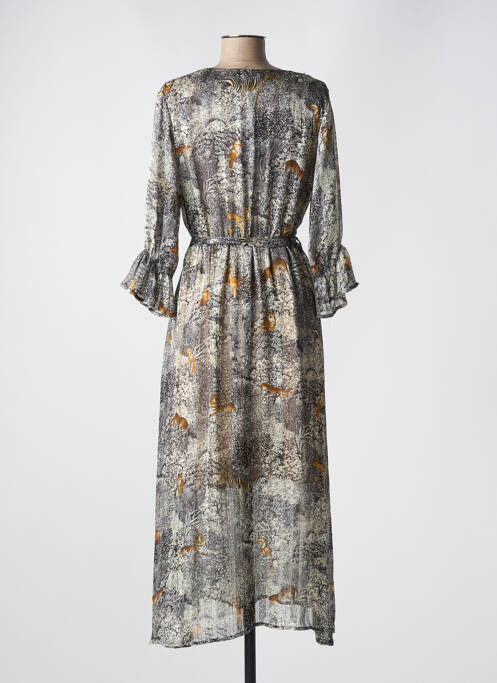 Robe longue imprimé fantaisie manches 3/4 noir IT HIPPIE femme