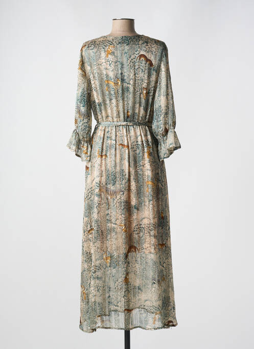 Robe longue imprimé fantaisie manches 3/4 vert IT HIPPIE femme