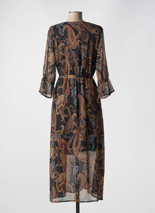 Robe longue imprimé fantaisie manches 3/4 marron IT HIPPIE femme