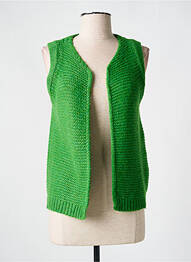 Gilet sans manche maille tricot vert SIGNE NATURE femme