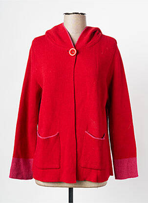 Gilet manches longues fermeture boutonnée sur le devant rouge L'ATELIER D'ANNA femme