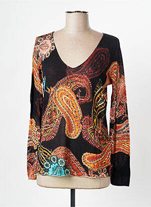 Pull col v manches longues orange FROGBOX femme