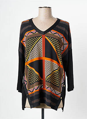 Tunique manches longues tissage crêpe noir CHRISTINE LAURE femme