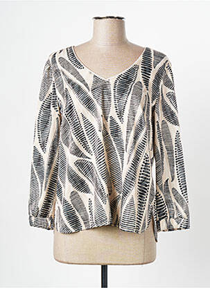 Blouse imprimé fantaisie manches longues beige SIGNE NATURE femme