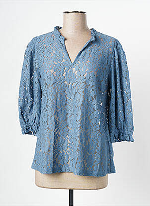 Blouse légère et transparente manches 3/4 bleu CREAM femme