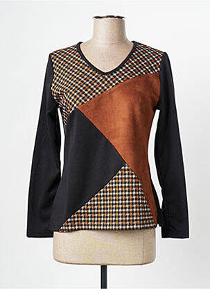 Pull col v manches longues marron FRANCE RIVOIRE femme