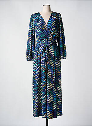Robe longue manches longues manches longues bleu K-DESIGN femme