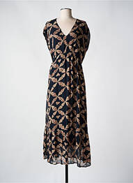 Robe longue imprimé fantaisie manches courtes noir FROGBOX femme