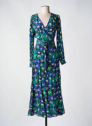 Robe longue manches longues manches longues vert FABIENNE CHAPOT femme