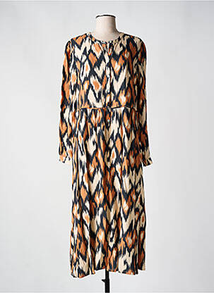 Robe mi-longue manches longues manches longues orange C'EST BEAU LA VIE femme