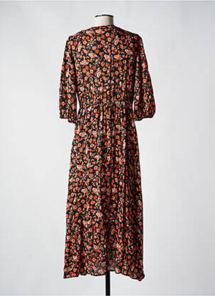 Robe longue imprimé fleurs manches 3/4 noir C'EST BEAU LA VIE femme