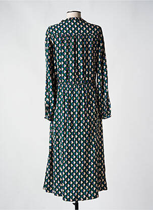 Robe mi-longue imprimé fantaisie manches longues vert C'EST BEAU LA VIE femme