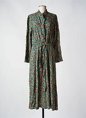Robe longue imprimé fleurs manches longues noir C'EST BEAU LA VIE femme