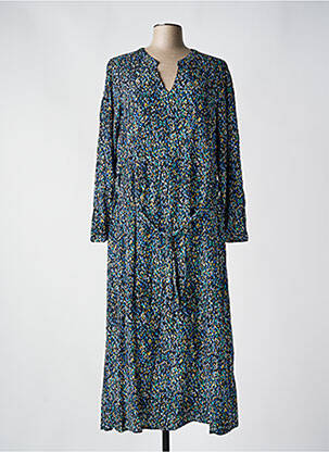 Robe longue coupe cintrée manches longues bleu JULIE GUERLANDE femme