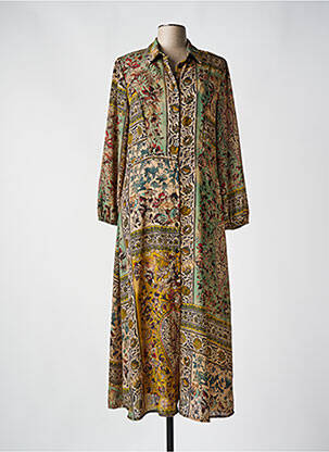 Robe longue manches longues manches longues vert SIGNE NATURE femme