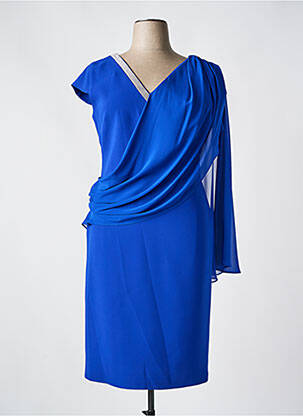 Robe mi-longue tissage crêpe manches courtes bleu MATHIEU PARIS femme