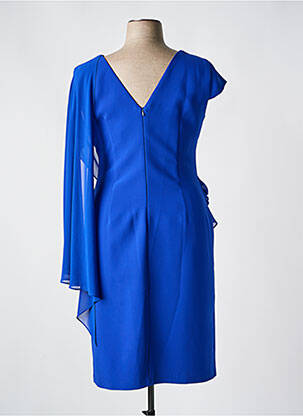 Robe mi-longue tissage crêpe manches courtes bleu MATHIEU PARIS femme