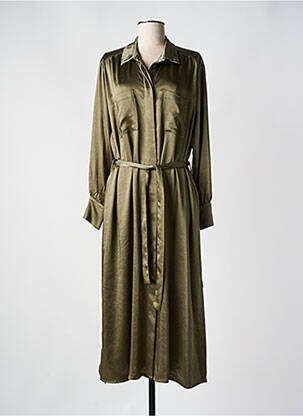 Robe longue manches longues manches longues vert ANDAM femme