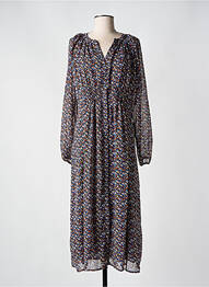Robe longue imprimé fleurs manches 3/4 bleu C'EST BEAU LA VIE femme