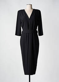 Robe longue tissage crêpe manches 3/4 noir BARILOCHE femme
