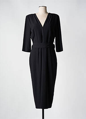 Robe longue tissage crêpe manches 3/4 noir BARILOCHE femme