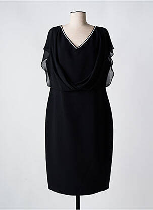 Robe mi-longue tissage crêpe manches courtes noir MATHIEU PARIS femme