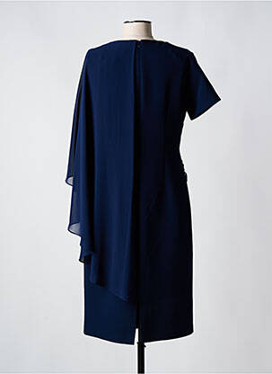 Robe mi-longue tissage crêpe manches courtes bleu MATHIEU PARIS femme