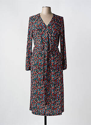 Robe mi-longue imprimé fantaisie manches longues noir DIANE LAURY femme
