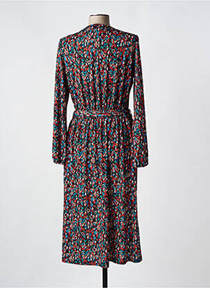 Robe mi-longue imprimé fantaisie manches longues noir DIANE LAURY femme