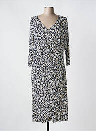 Robe mi-longue imprimé fleurs manches longues noir FRANK WALDER femme