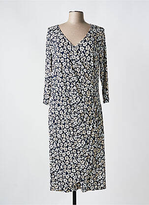 Robe mi-longue imprimé fleurs manches longues noir FRANK WALDER femme