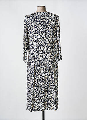 Robe mi-longue imprimé fleurs manches longues noir FRANK WALDER femme