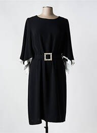 Robe mi-longue manches 3/4 manches 3/4 noir SONIA K femme