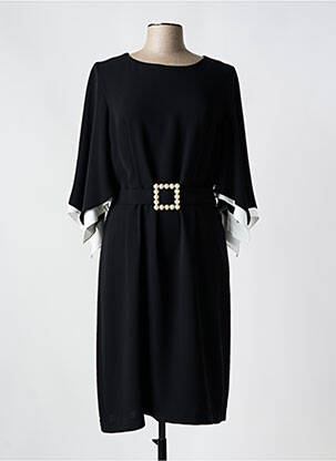 Robe mi-longue manches 3/4 manches 3/4 noir SONIA K femme