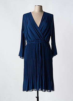 Robe mi-longue coupe fluide manches longues bleu SIGNE NATURE femme
