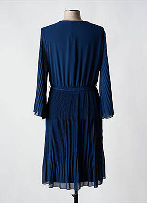 Robe mi-longue coupe fluide manches longues bleu SIGNE NATURE femme