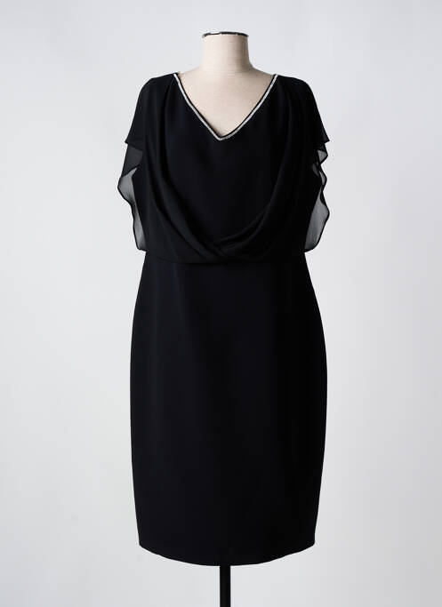 Robe mi-longue tissage crêpe manches courtes noir MATHIEU PARIS femme