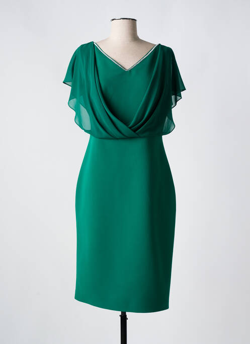 Robe mi-longue tissage crêpe manches courtes vert MATHIEU PARIS femme