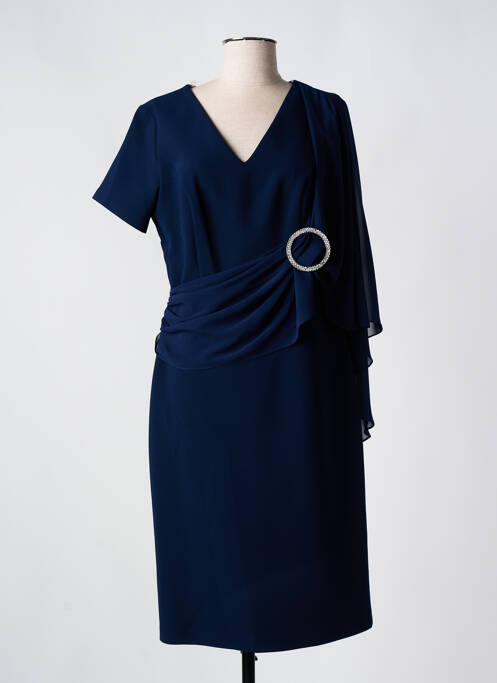 Robe mi-longue tissage crêpe manches courtes bleu MATHIEU PARIS femme
